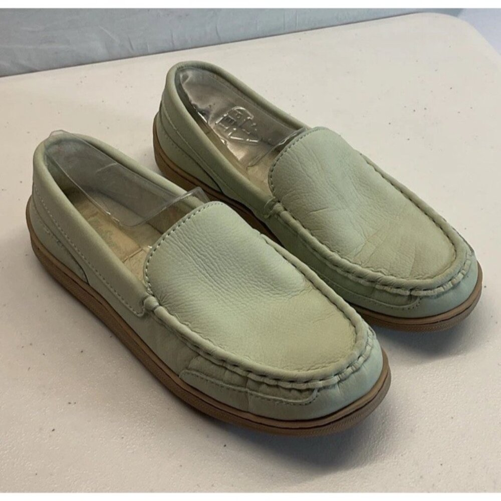 My Slippers by My‎ Pillow Moccasins Mint Green Leather  Womens 9M